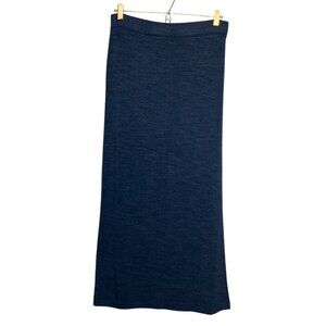 Lou & Grey by LOFT Medium M Blue Heathered French Terry Knit Stretch Maxi Skirt‎